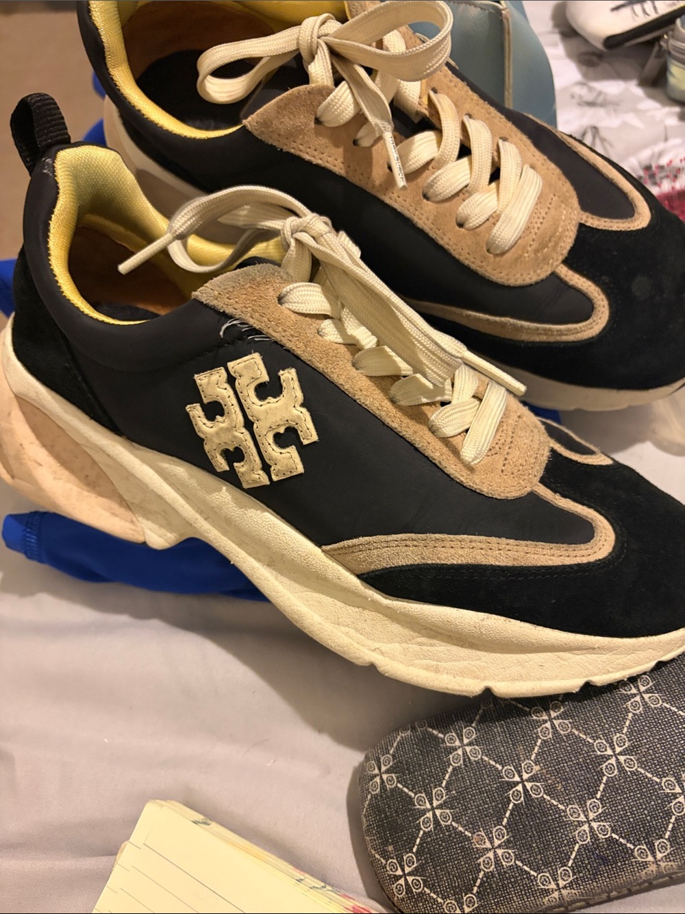 Tory Burch Women's black and Beige Runner Sneakers - Picture 3 of 6